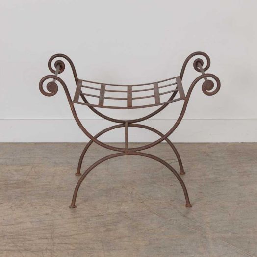1920s French Iron Curule Stool