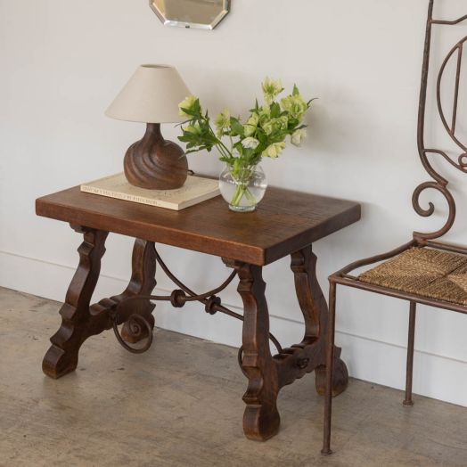 19th Century Spanish Wood and Iron Trestle Table
