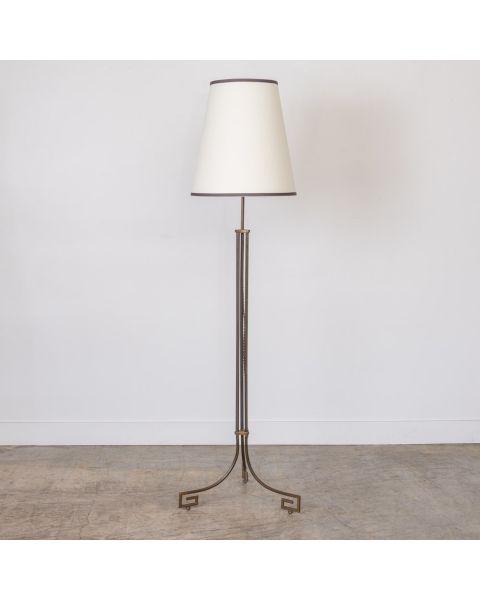 French Art Deco Metal and Brass Floor Lamp