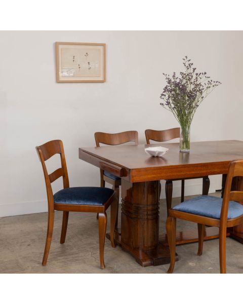 French Carved Wood Dining Table by Charles Dudouyt