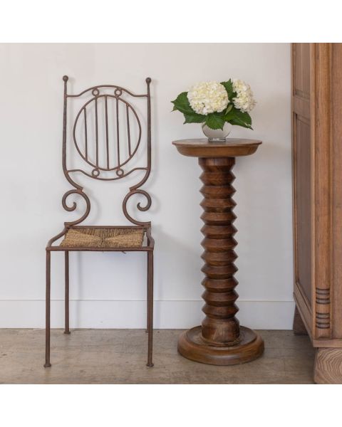 1940s French Carved Wood Pedestal Table