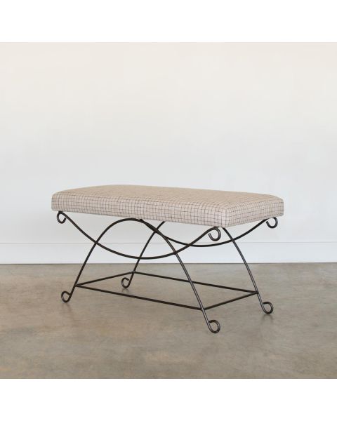 Panoplie Iron Loop Bench, Linen Check