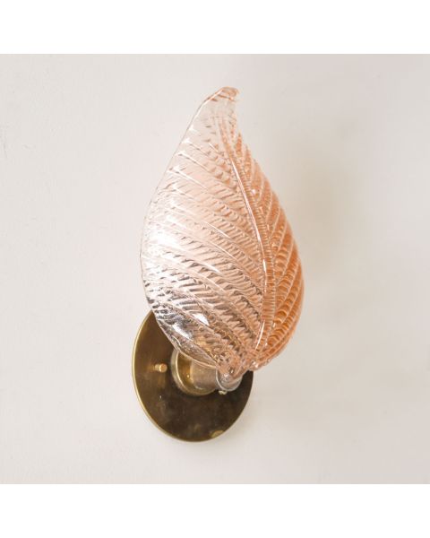 Italian Pink Glass Leaf Sconce
