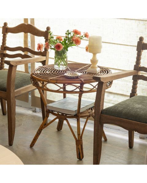 Italian Rattan Gueridon Table