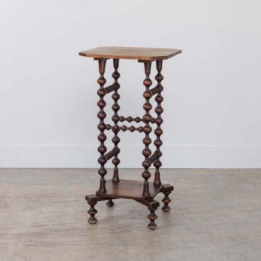 Tall French Bobbin Wood Side Table