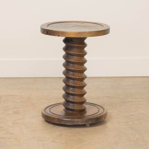 Petite French Twisted Wood Pedestal Table