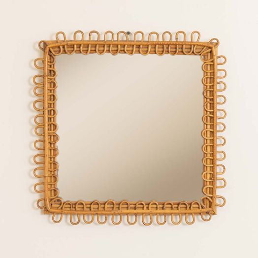 Italian Square Rattan Mirror