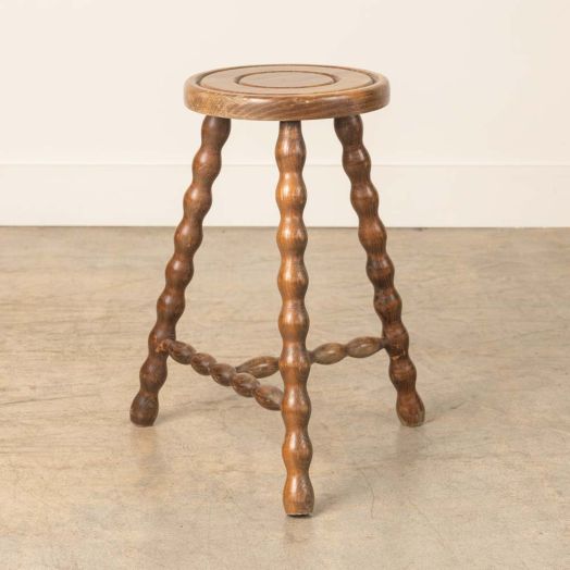 Tall French Wood Tripod Stool