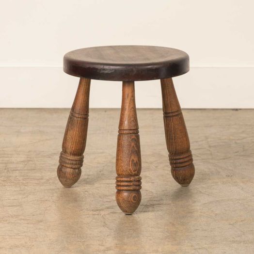 Short French Wood Tripod Stool