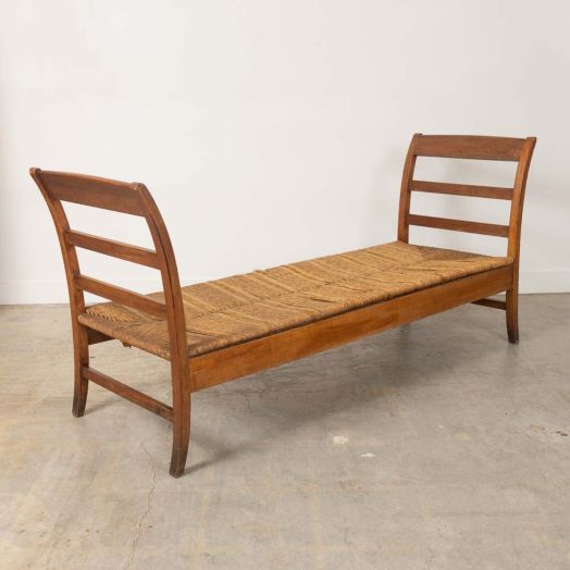 1940s French Wood and Woven Daybed