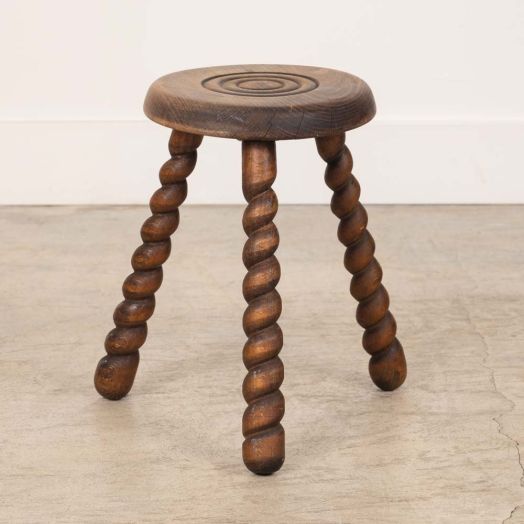 Tall French Wood Tripod Stool