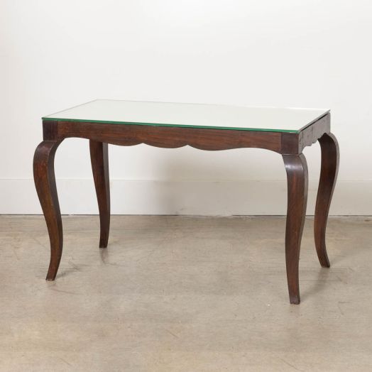 French Scalloped Wood and Mirror Table