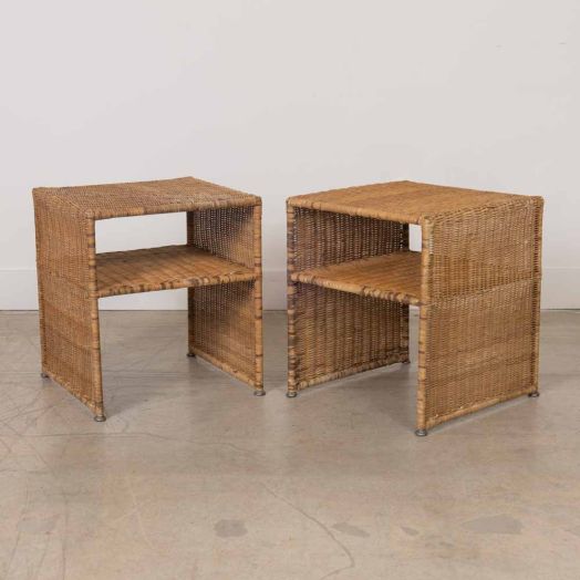 Pair of French Wicker Side Tables