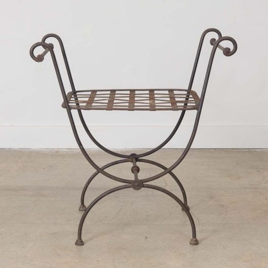 1920s French Curule Iron Stool