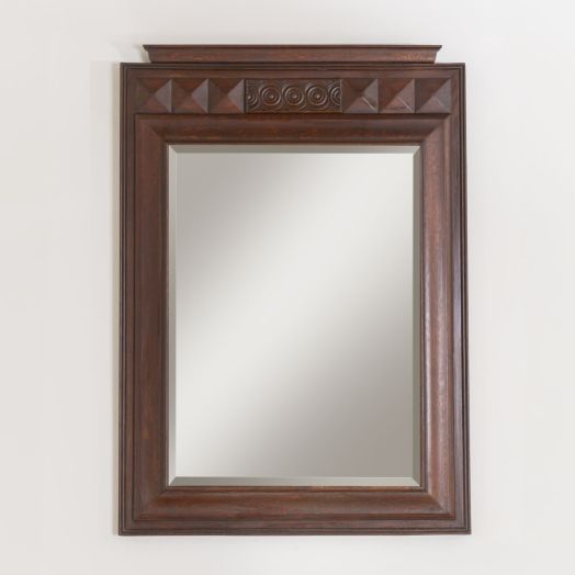 Large 1940s French Carved Wood Mirror