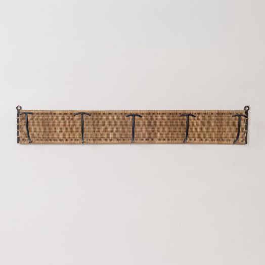 French Wicker and Iron Wall Hook