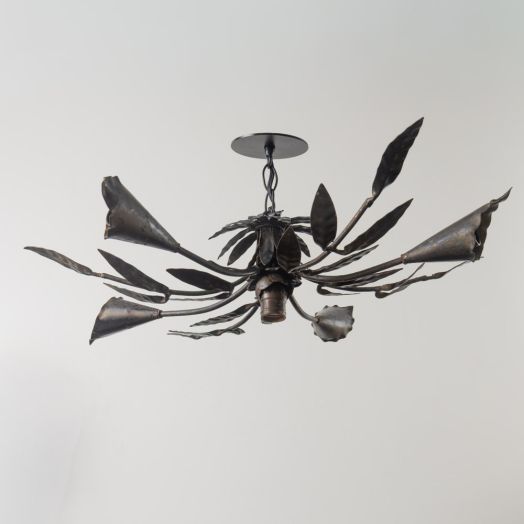 Antique Spanish Iron Leaf Ceiling Light