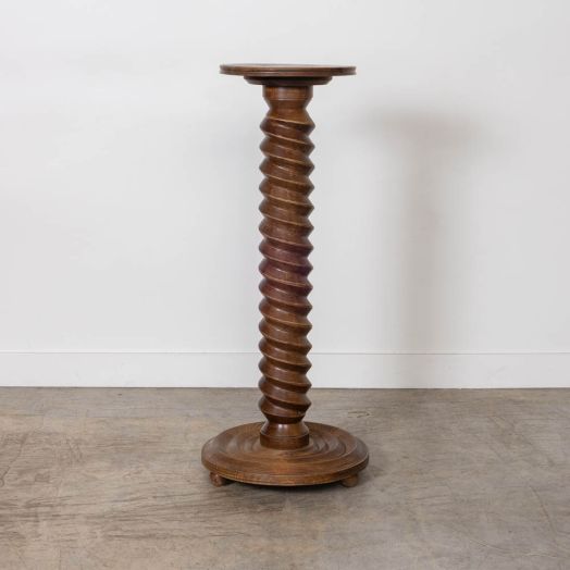 1940s French Carved Wood Pedestal Table