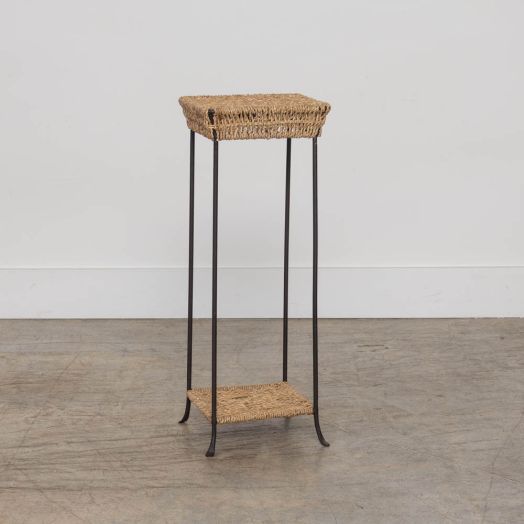 1960s French Rush and Iron Side Table