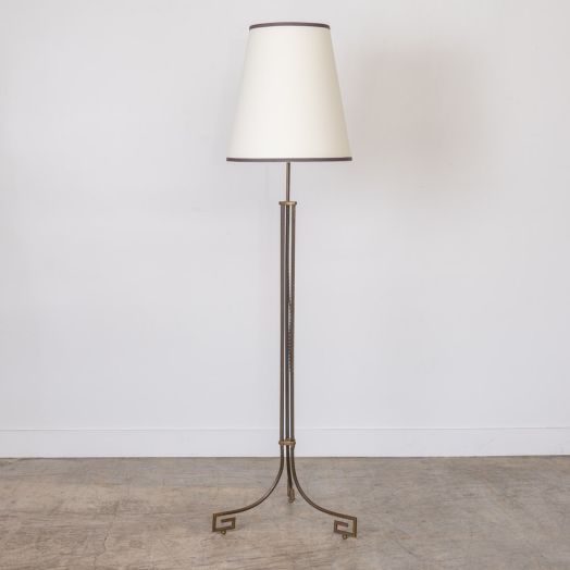 French Art Deco Metal and Brass Floor Lamp