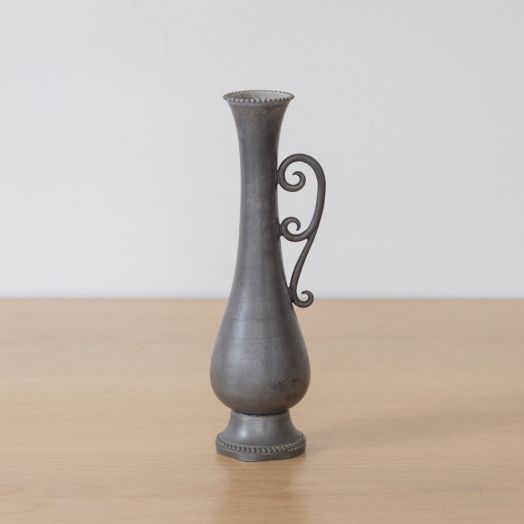 French Pewter Scroll Bud Vase