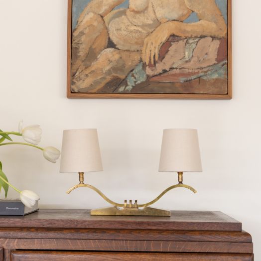 French Art Deco Brass Table Lamp
