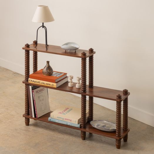 French Carved Wood Bookshelf by Charles Dudouyt