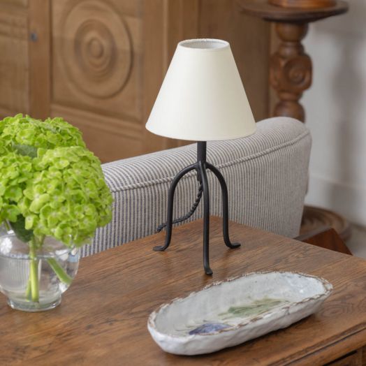 Panoplie Petite Iron Tripod Lamp, Parchment Shade