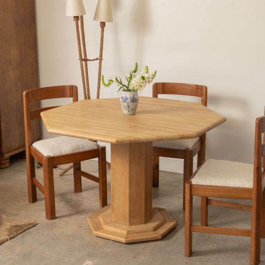 1970s French Oak Octagon Dining Table