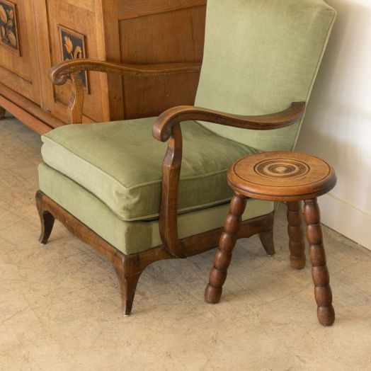 Tall French Wood Tripod Stool