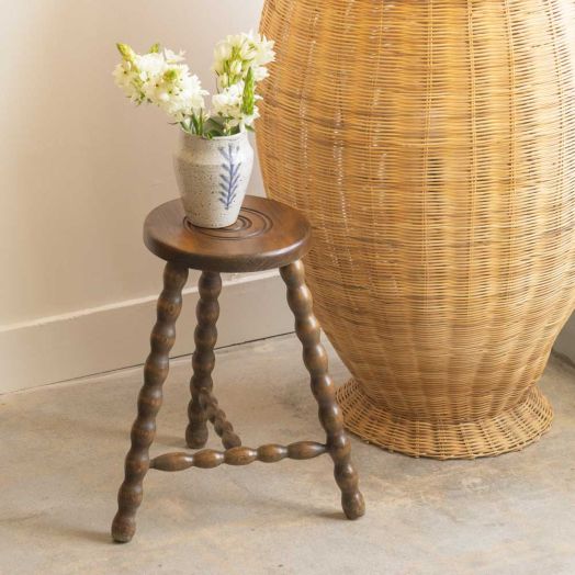 Tall French Wood Tripod Stool