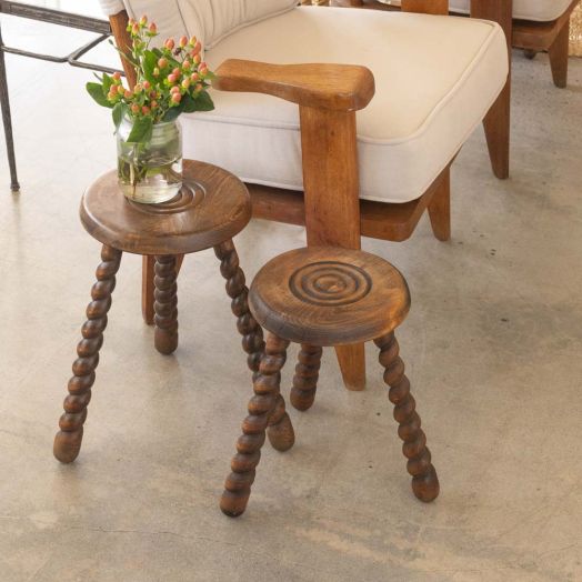 Tall French Wood Tripod Stool