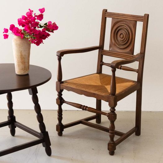 French Wood and Woven Chair by Charles Dudouyt