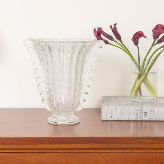 1940s Italian Barovier Scalloped Glass Vase