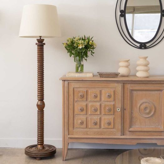French Carved Wood Floor Lamp