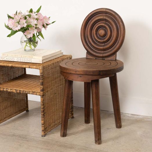 1940s French Carved Wood Chair by Charles Dudouyt