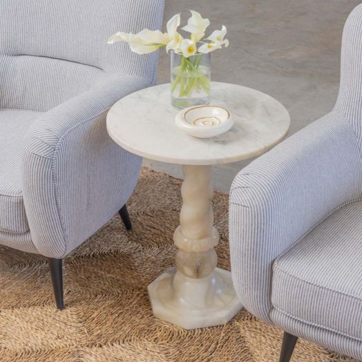 French Art Deco Alabaster Side Table