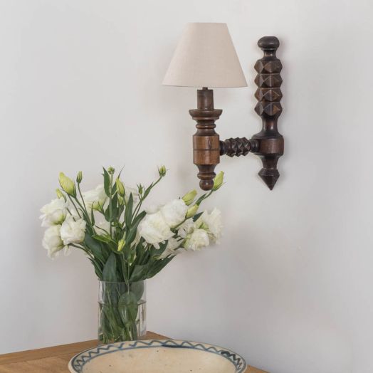 French Carved Wood Sconce by Charles Dudouyt