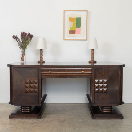 Large French Art Deco Desk by Charles Dudouyt