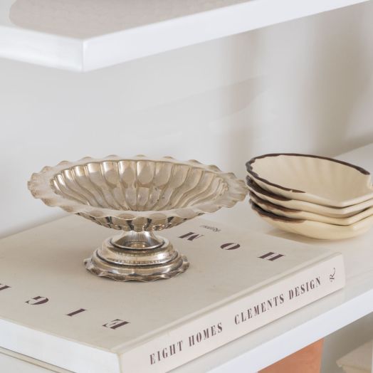 French Silver Scalloped Pedestal Bowl