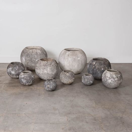 1960s French Concrete Ball Planter, X-Large