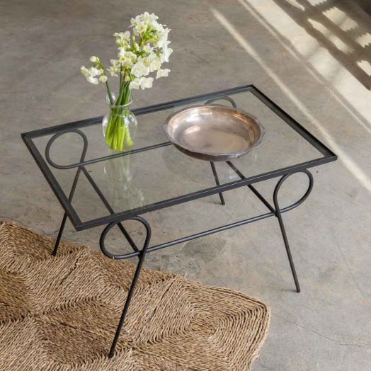 French Iron and Glass Side Table