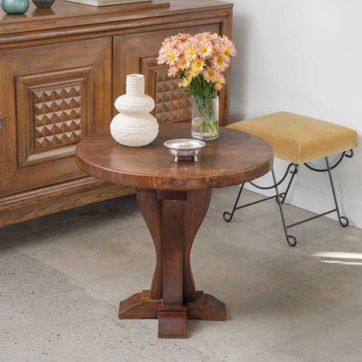 French Rustic Wood Side Table