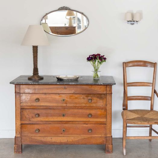 French Carved Oak and Marble Dresser