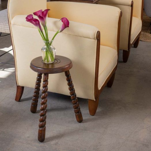 Tall French Wood Tripod Stool