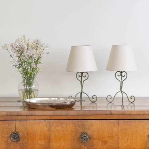 1940s French Painted Iron Scroll Lamp