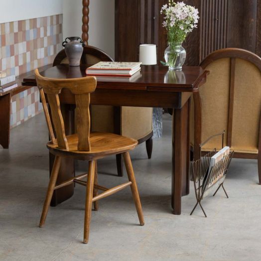 French Wood Brutalist Chair