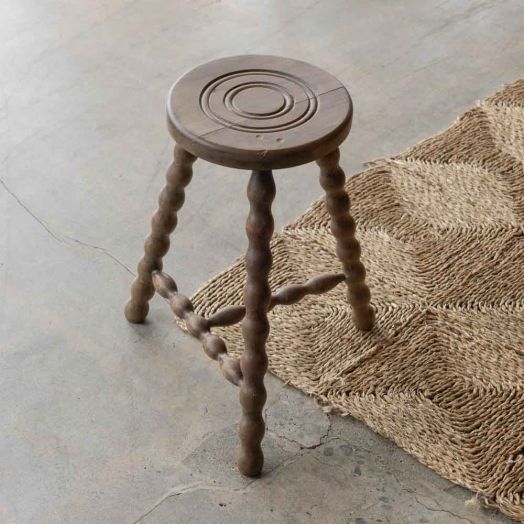 Tall French Wood Tripod Stool