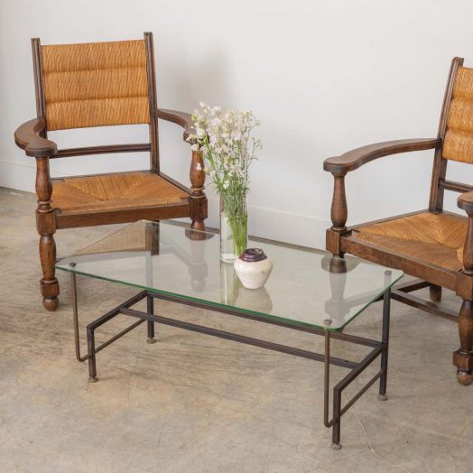 French Iron and Glass Coffee Table
