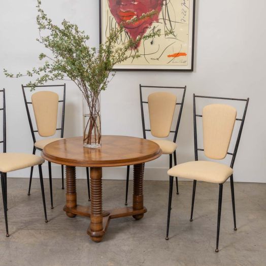 1950s French Iron Dining Chairs, Set of 4
